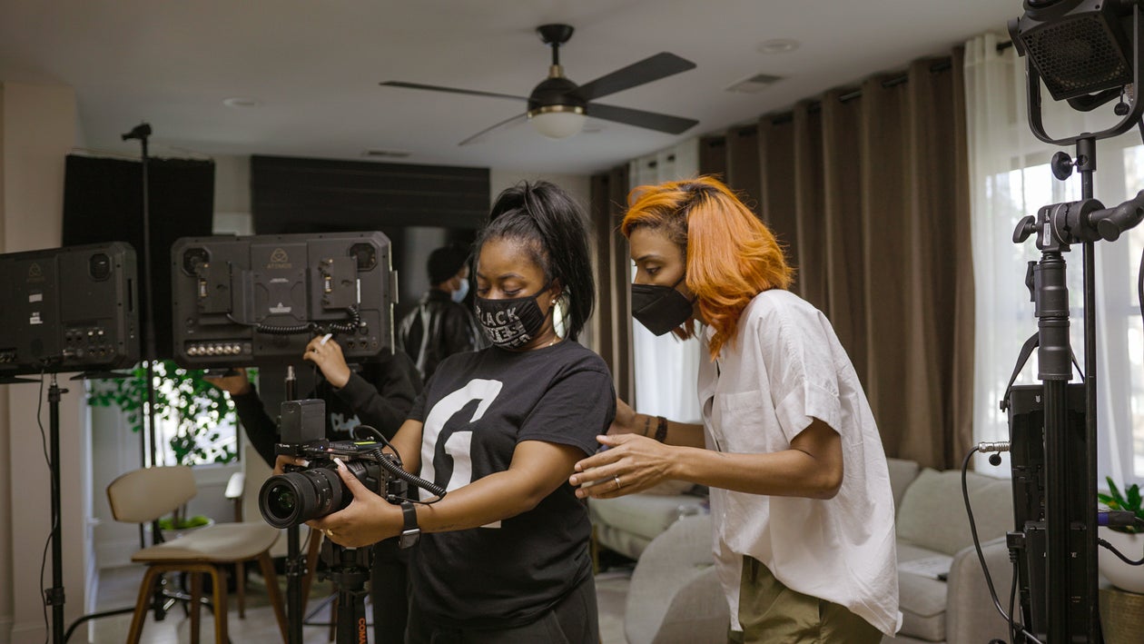 Production Team preparing for work