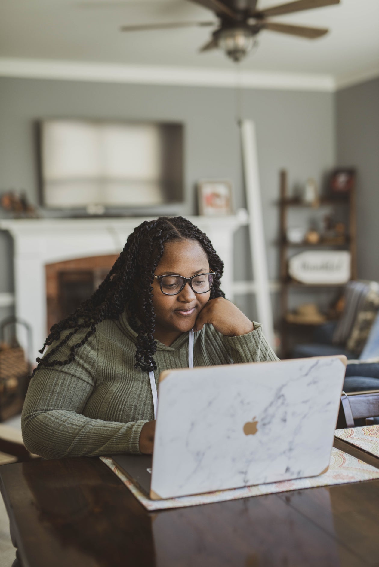 Academic Work: Student on Laptop