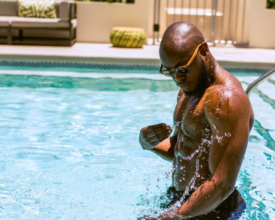 man in pool