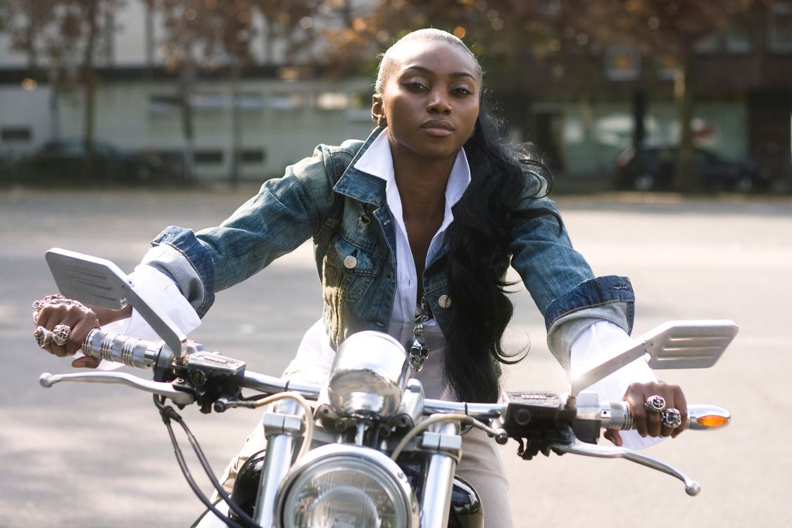 Woman riding motorcycle