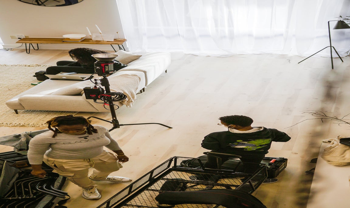 Production team on the set