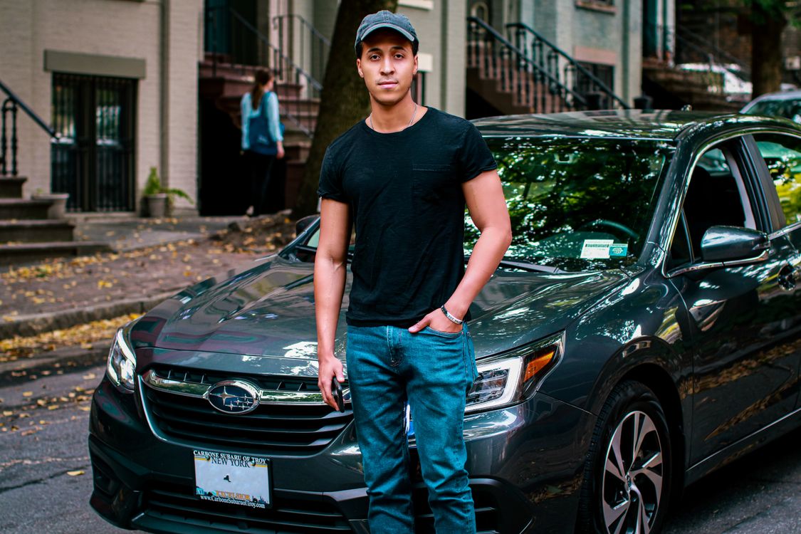 Man driving car