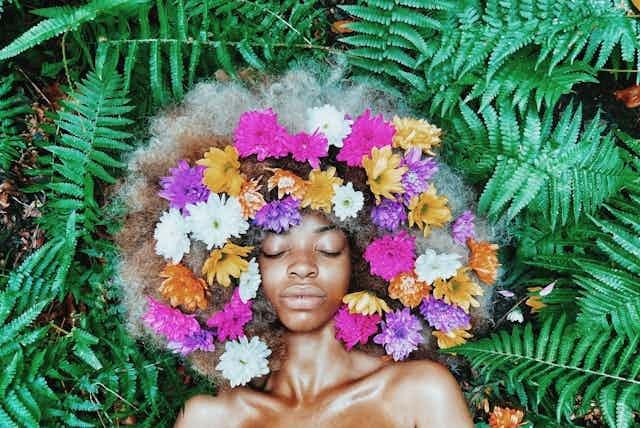 Laying on flowers