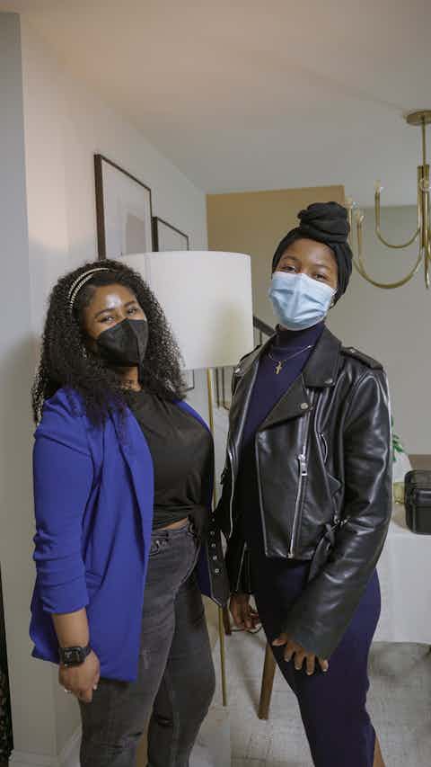 2 Black Woman with face mask