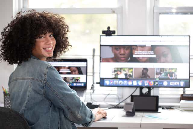 Woman in home office