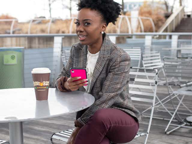 Woman texting on phone