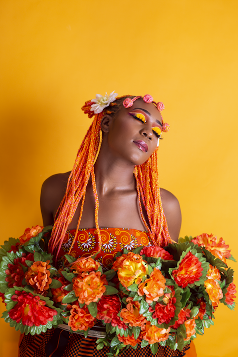 Woman in flowers