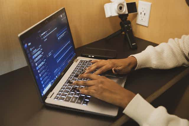 Woman Working on Laptop