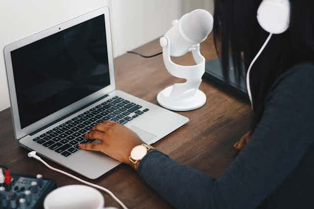 Woman working at home