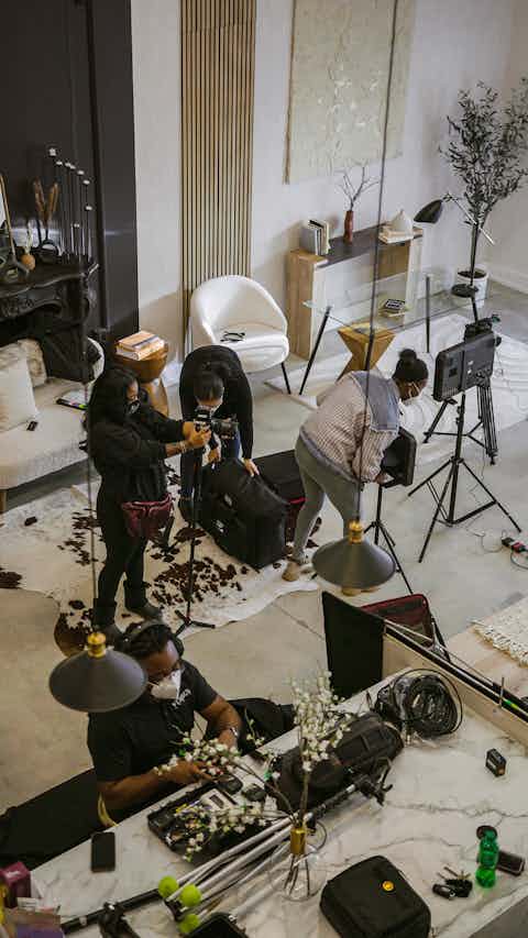 Production Team Preparation of the set